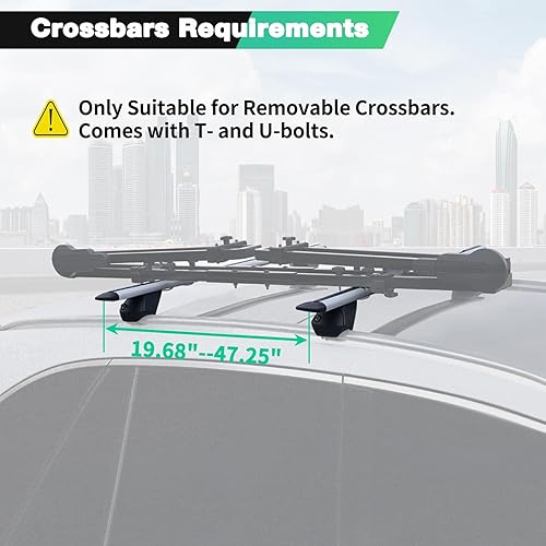 Miniatura 5 de Soporte vertical para bicicleta de techo con dos brazos, 1 portabicicletas para coche, SUV, solo apto para barras transversales extraíbles