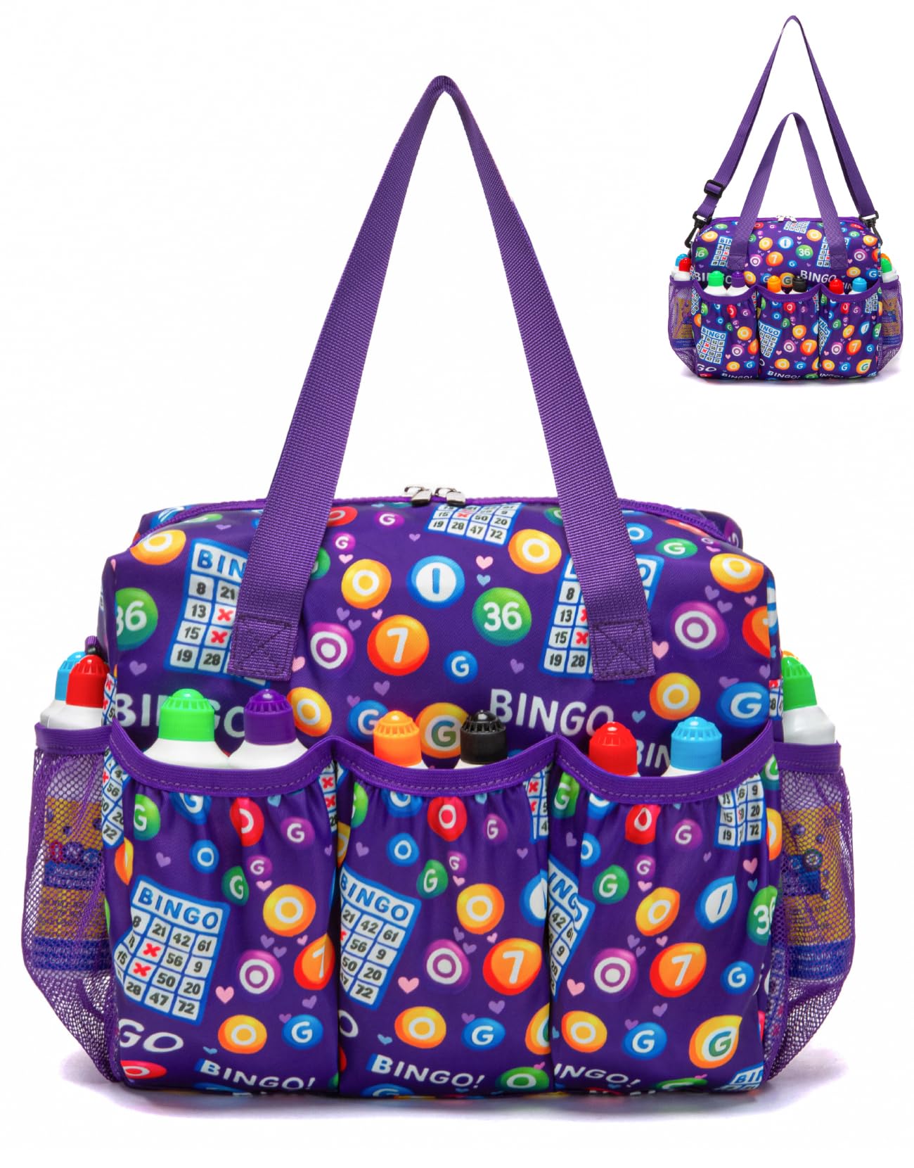 HACHMAS Bingo Bag with Pockets for Daubers & Dabbers Purple