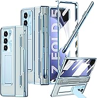 Vista 5 de Funda transparente para Samsung Galaxy Z Fold 5 con S Pen y soporte para bolígrafo, diseño de una sola pieza Z Fold 5, funda para teléfono