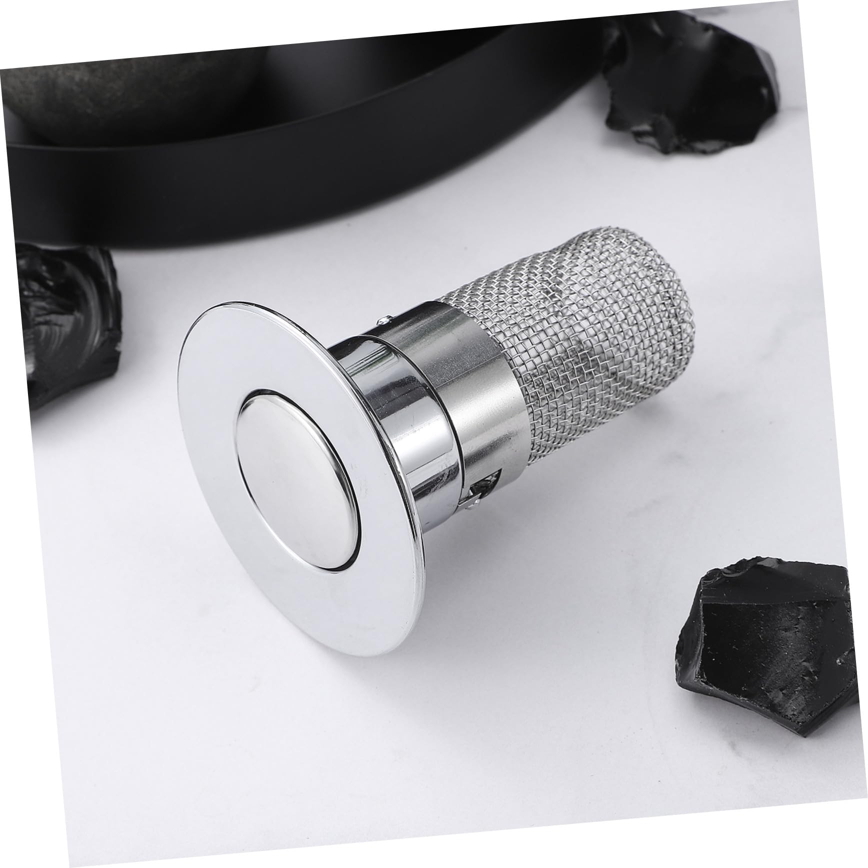 Tapón de Lavabo de Baño Botón Pulsador y Filtro Antiobstrucción | Plata, Abs, Acero Inoxidable y Latón, 1 Pieza, Evita Malos Olores, Uso en Cocina y Hotel