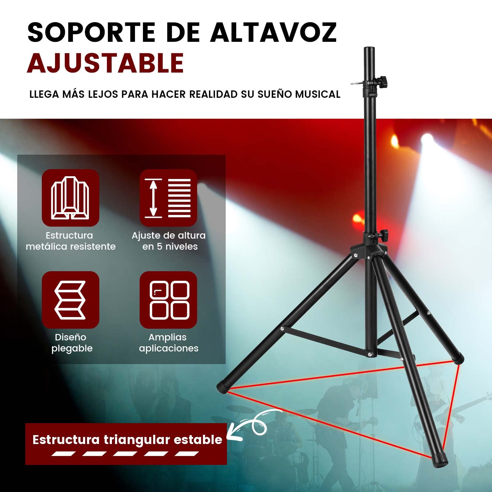COSTWAY Trípode para Altavoz Soporte Profesional Plegable Altura Ajustable Desde 97-183 cm Capacidad Carga hasta 50 kg