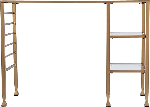 Miniatura 7 de SEI Furniture Jaymes - Escritorio de metal dorado y cristal, color dorado suave