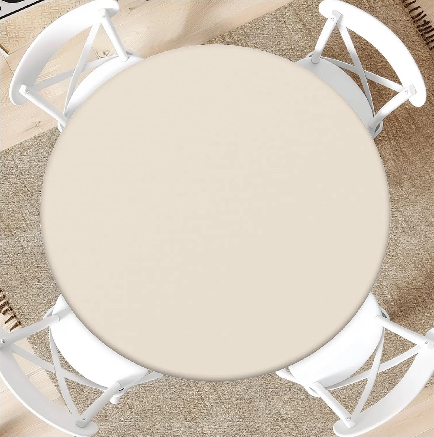 artslion Modern Round Table Cloth Wipe Clean 24 inch, Waterproof Table Cover with Elastic for Dining Room, Kitchen & Coffee Table-Soft Cream