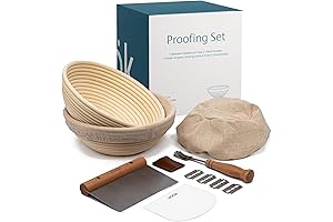 Kook Bread Proofing Set with Sourdough Starter - Two Banneton Proofing Baskets for Artisan Loaves