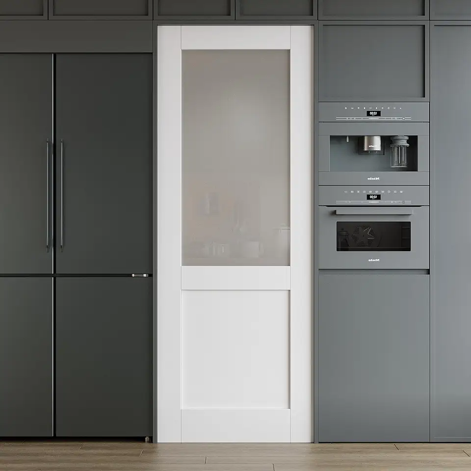 Glass Pocket Doors: 5 Stylish Design Ideas for Modern Spaces 17 WINSTELLAR 30x80 Prebuilt Frosted Glass Door Panel — Paintable