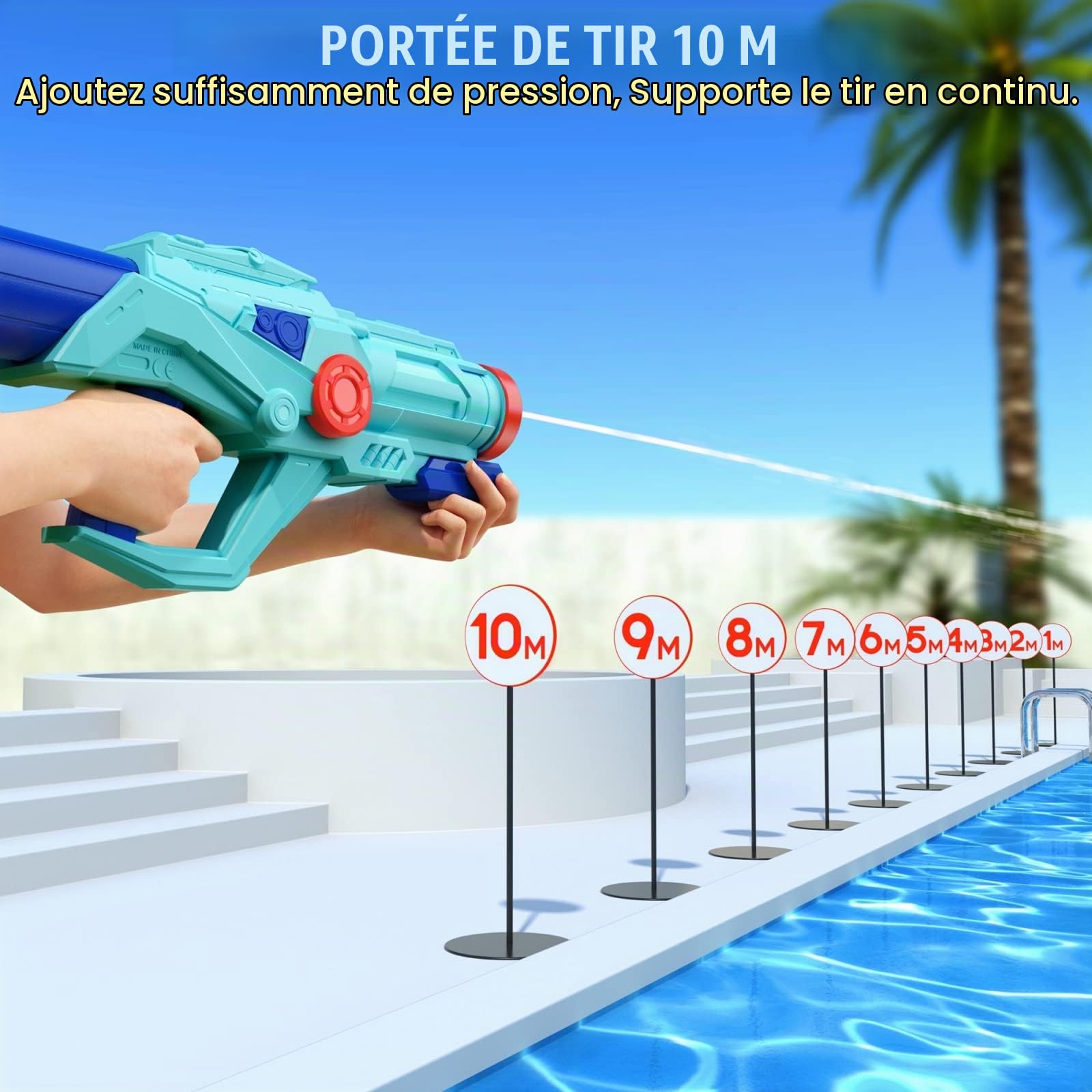 Pistolet à Eau pour Enfants et Adultes, 4 PCS XXL Fusils à Eau 22" Puissant avec 750ML, Water Soaker Guns Longue Portée 8-10M, Jouet d'Été pour Piscine, Jardin et Plage
