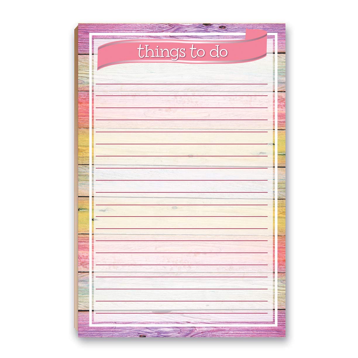 Stonehouse Collection Rustic Floral To Do List Notepad with Magnet - 8.5" x 5.5" - Grocery, Shopping, Daily Tasks List - Rustic Barnwood (Colorful