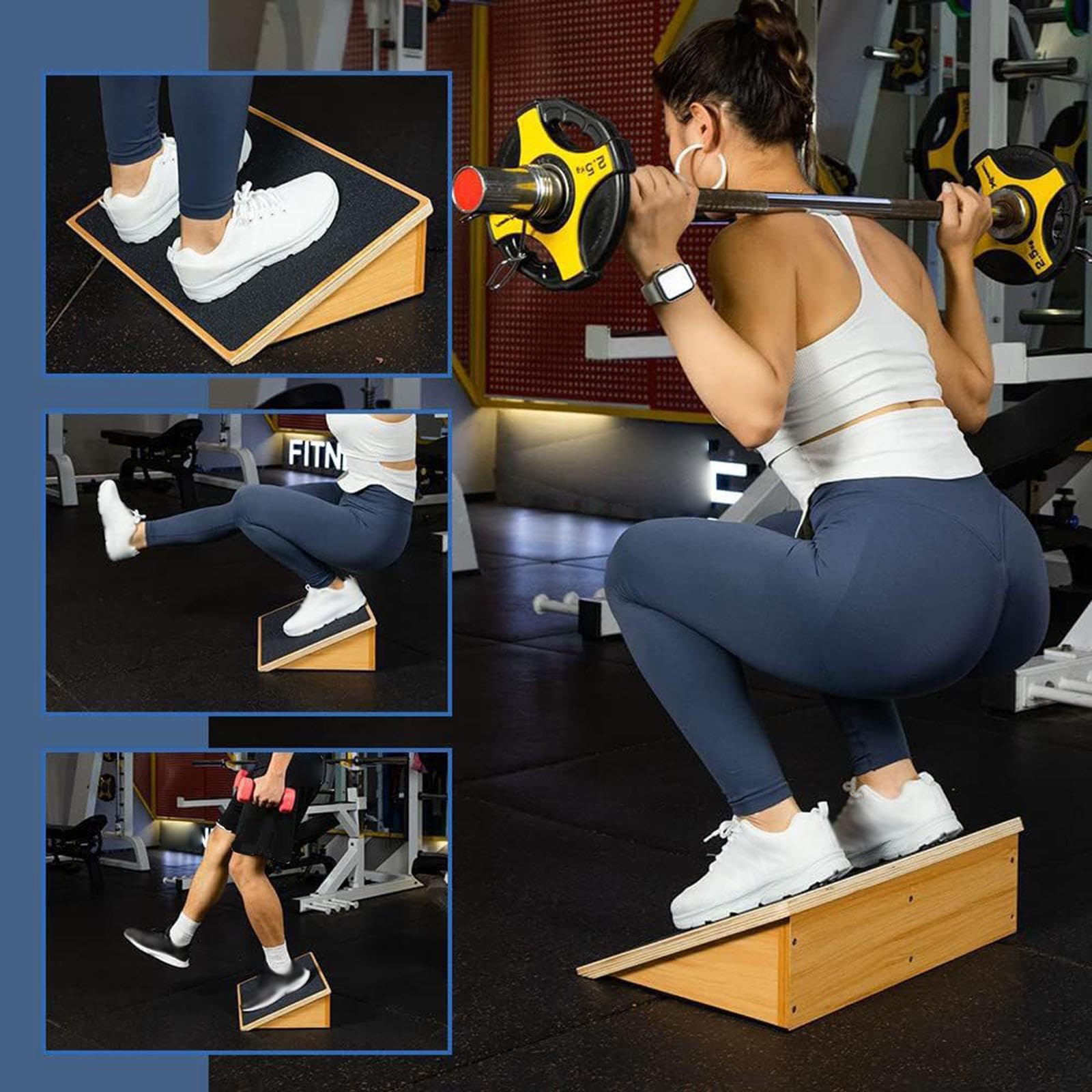 Tavola Inclinata in Legno per Lo Stretching dei Polpacci, Ideale per Allenamenti Sportivi.