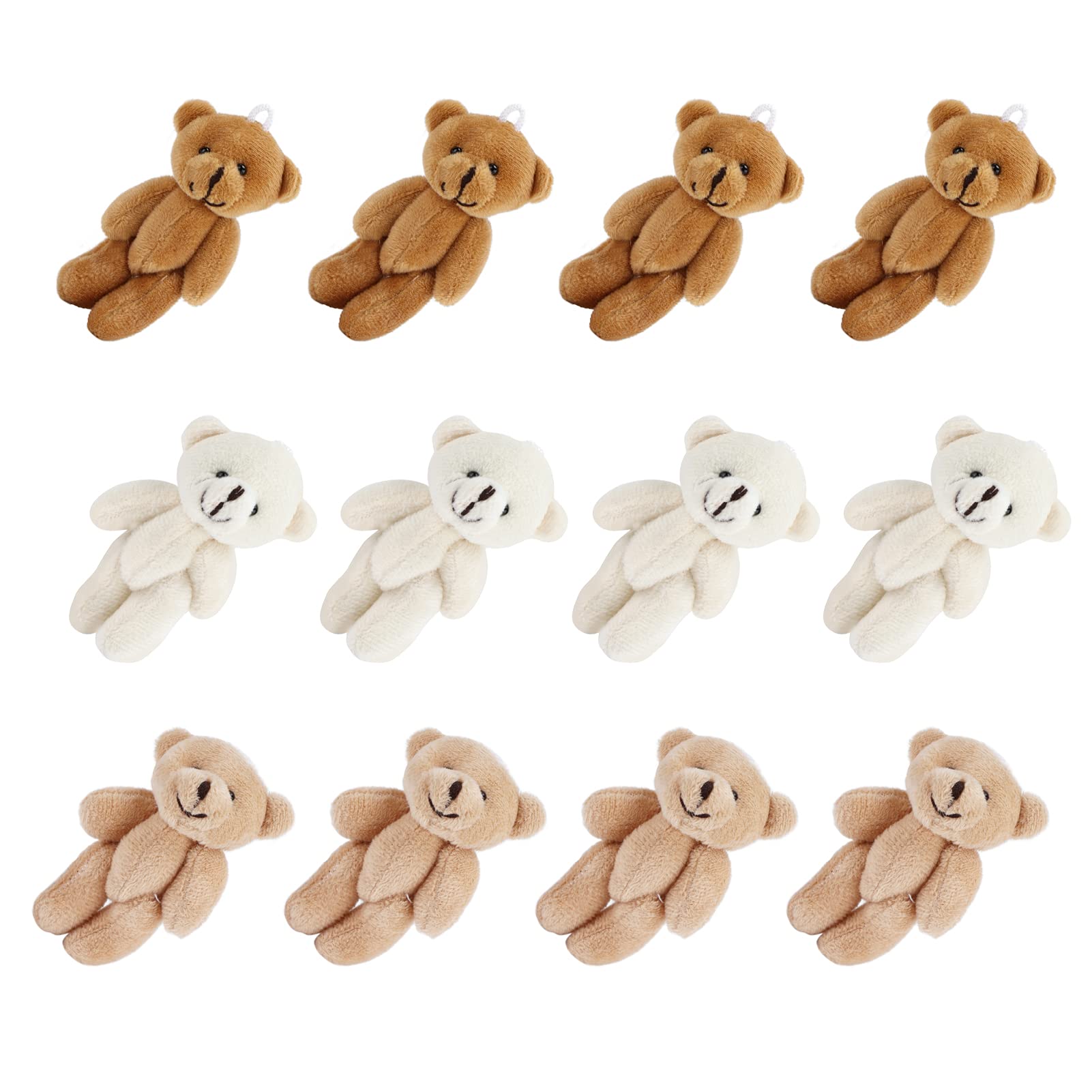 Ausla 12 Pcs Mini Animal Bear Plush Toys, Soft PP Cotton Stuffed Teddies for Wedding Birthday and Everyday Carry