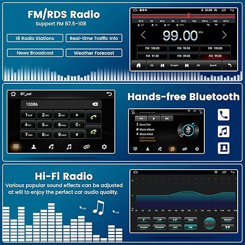 Miniatura 6 de Roinvou 2G+64G para Toyota Highlander 2008-2013 Radio de coche con Carplay inalámbricoAndroid Auto, 10.1 pulgadas Android 13 IPS pantalla táctil
