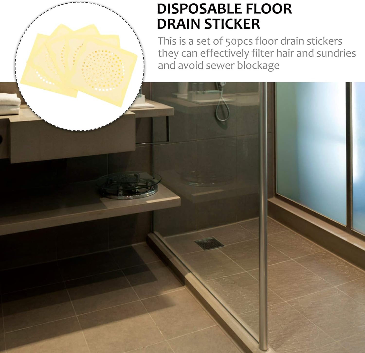 50pcs Cover Stopper Drain One-Off Shower Kitchen Sticker Bathtub Tub Bathroom Stoppers Toilet Home Woven Laundry Paper Hole Floor Catchers Bath Filter Sink Anti-Blocking White (Color : White, Size :