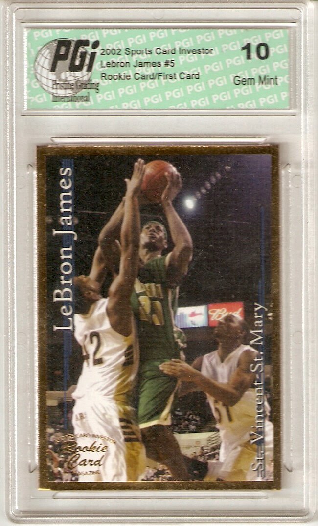 Amazon.com: LeBron James 2002 SCI Gold Foil Rookie Card PGI 10 His