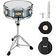Eastar Snare Drum Set with Drum Sticks, Stand, Mute Pad, Bag, Key, 14"X 5.5", Starry Black