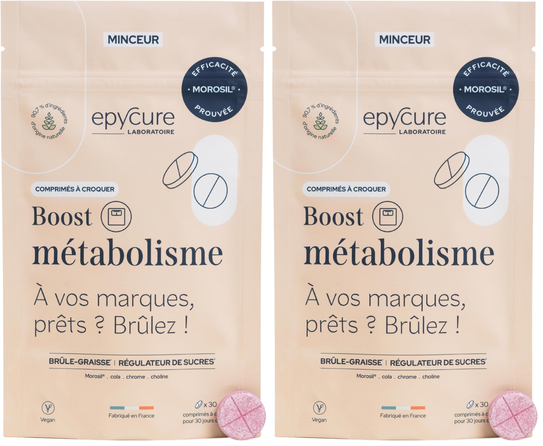 EPYCURE - Boost Méta Morosil 400mg Hautement Dosé - 87% Naturel - Équilibre Énergétique - Orange Moro, Cola, Chrome, Choline - Goût Myrtille - 1 Mois - Vegan (Lot de 2)