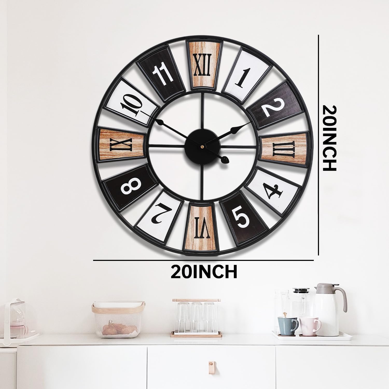 SIN&MI Large Wall Clock Vintage Large Digital Creative Garden Wall Clock Iron Outdoor Clock Round Silent Clock Suitable for Indoor and Outdoor Decoration 20 Inch