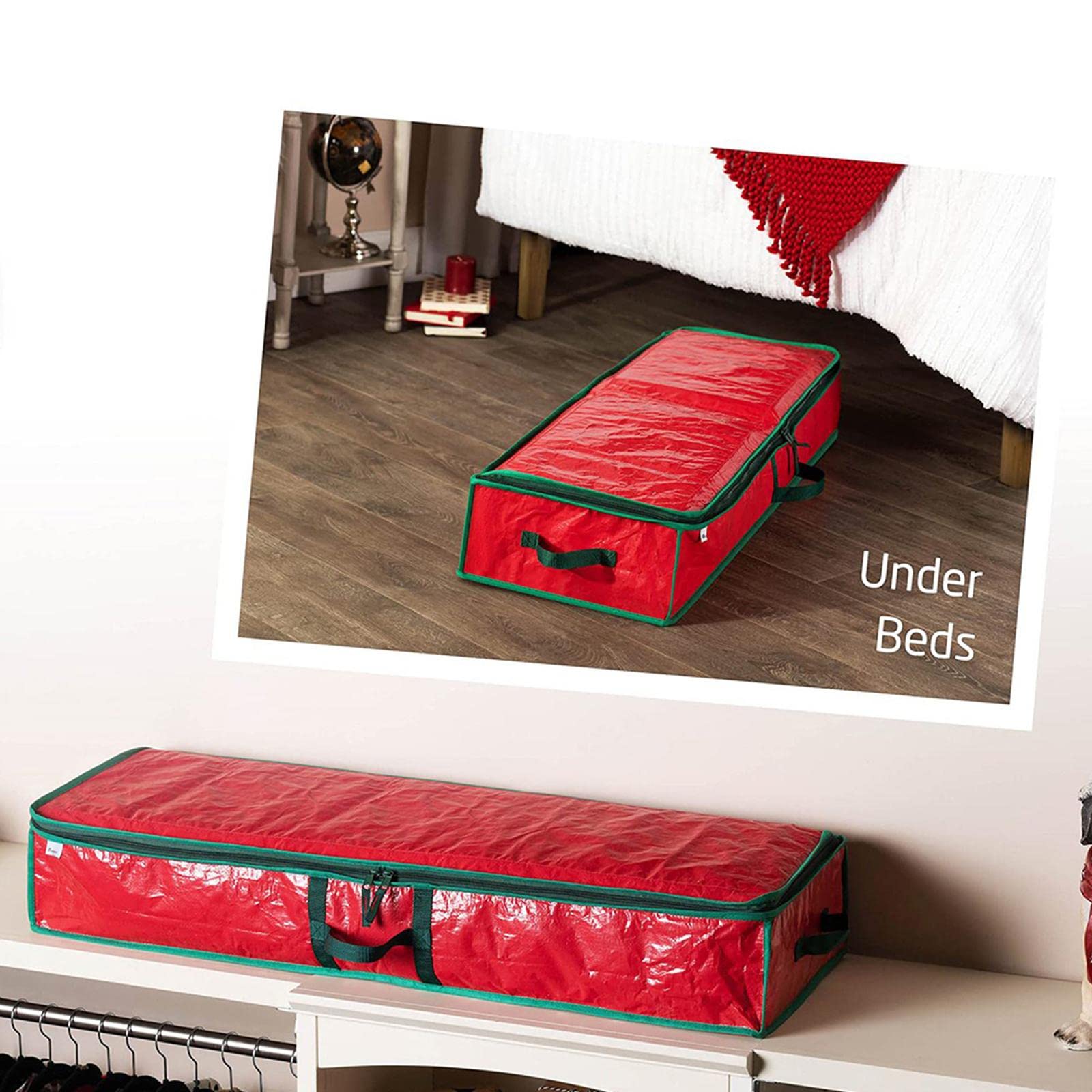 Geschenkpapier-Aufbewahrungstasche, Weihnachtsdekoration, großes Fassungsvermögen, Rot, 3 Stück