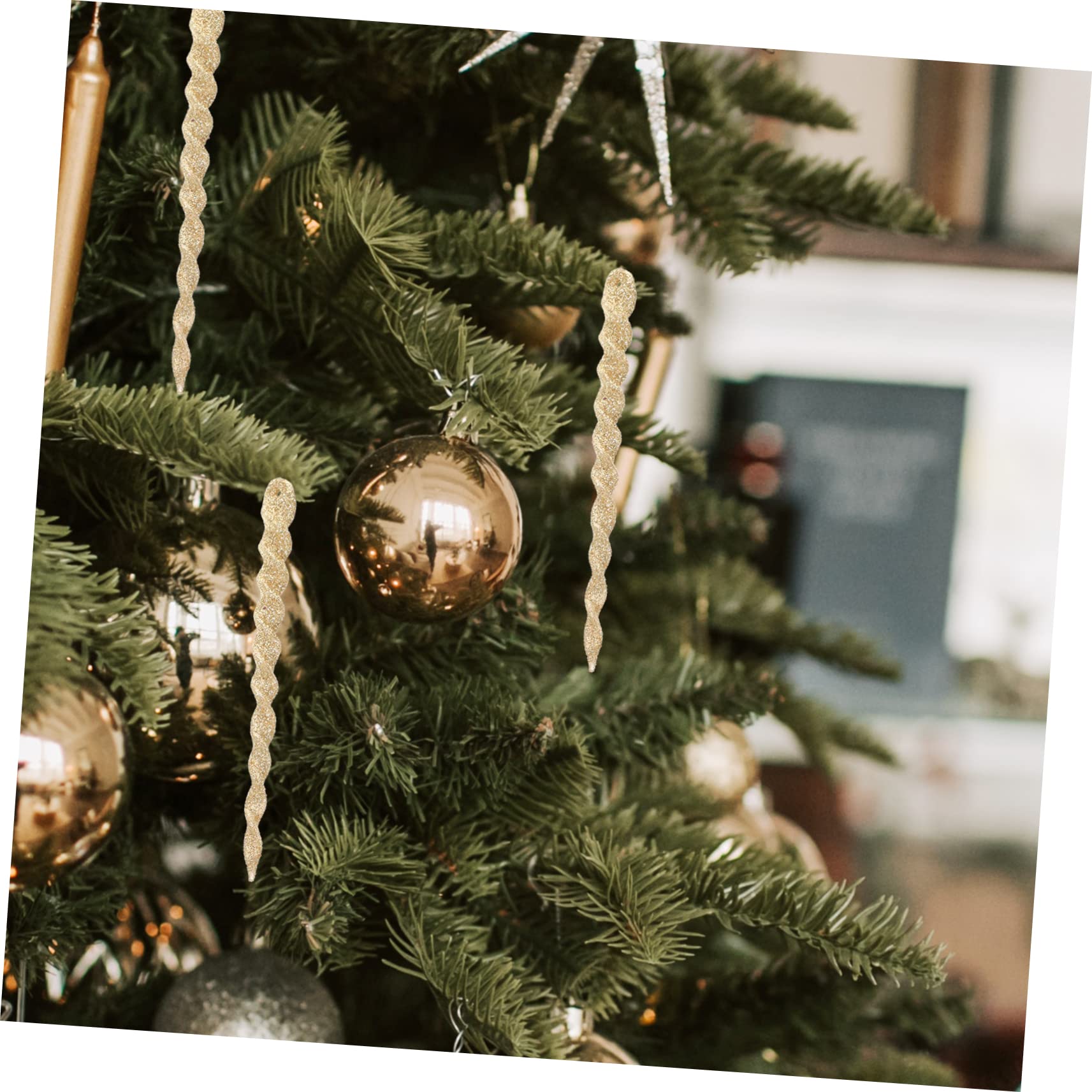 TOPBATHY 240 STK Zwiebel-Pulver- -Schnee-Nadel Weihnachtsbaum Schneeflocke Dekoration Urlaub hängende Eiszapfen Christbaumschmuck Christbaum anhänger Weihnachtsdekorationen Partyzubehör