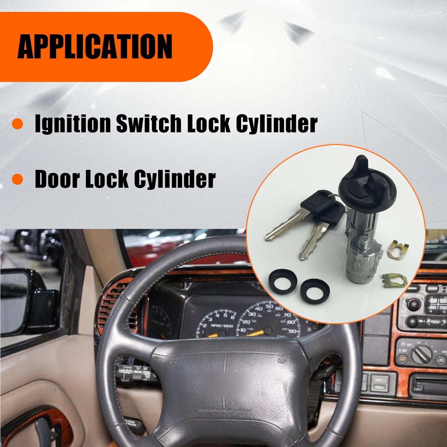 Ignition Switch & Door Lock Cylinders with Keys fit for 1995 1996 1997 Chevy C/K Pickup Suburban Tahoe, for 1995 1996 1997 GMC C/K Pickup Suburban Yukon, Replace OE 702674 702671