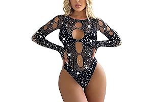 Women's Rhinestone Fishnet Bodysuit