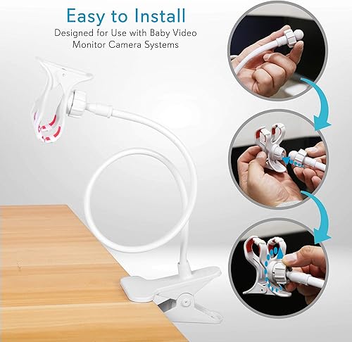 Miniatura 2 de SereneLife PRTSLBCAM2020 Soporte ajustable para monitor de video para bebé, soporte flexible para cámara de bebé con cuello de cisne, para sistemas