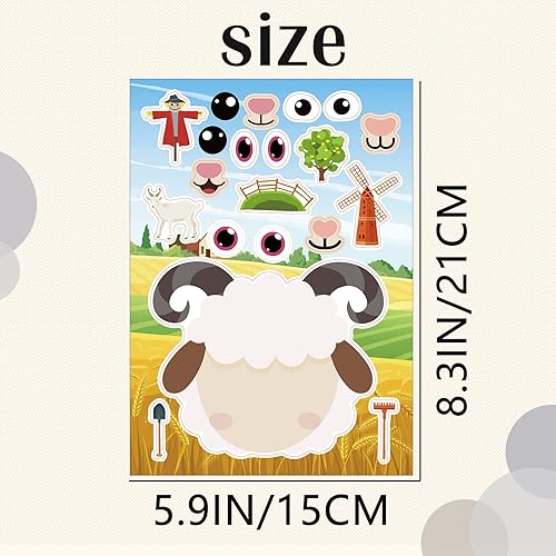 Miniatura 3 de 24 hojas de calcomanías "Haz una Cara" para actividades de niños pequeños, haz tus propias calcomanías con unicornios, dinosaurios, construcción y