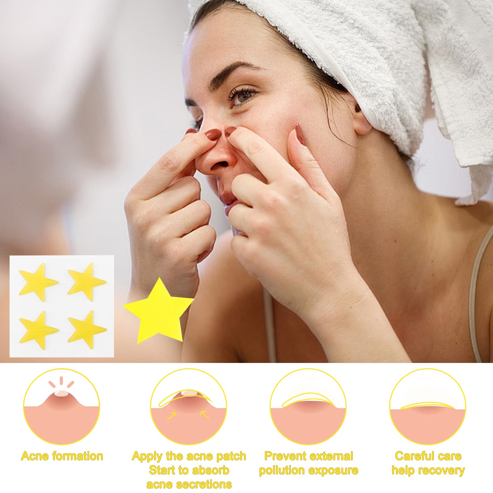 VLUVLA 64PCS Star Pimple Patches, Hydrocolloid Star Spot Patches for Face Reduce Redness, Absorb Pus, Cute Star Shape - Image 4