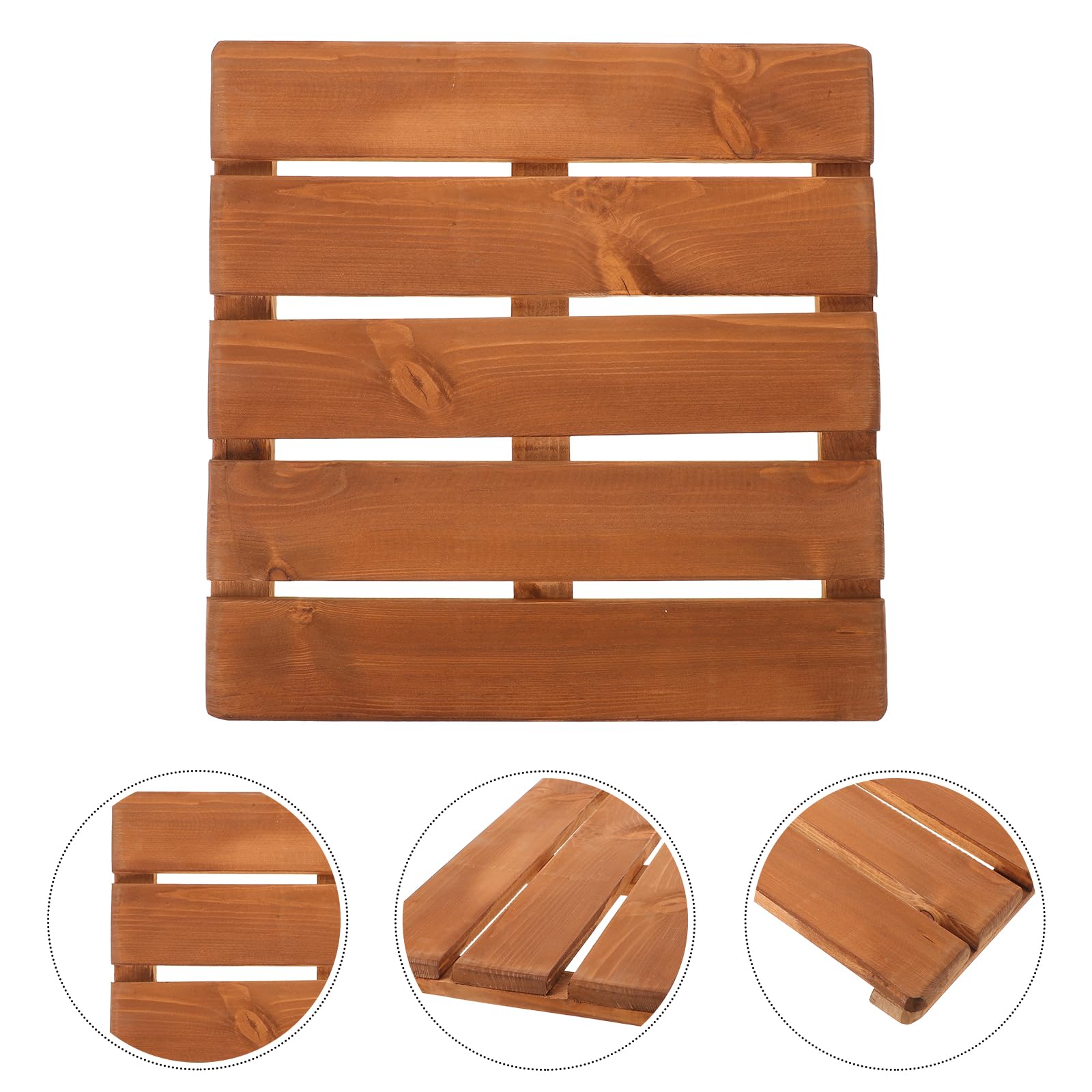 FOMIYES Sauna Holzbodenmatte aus Massivem Holz mit Rutschfester Oberfläche und Erhöhter Struktur Leicht zu Reinigen für Badezimmer und Wellnessbereiche