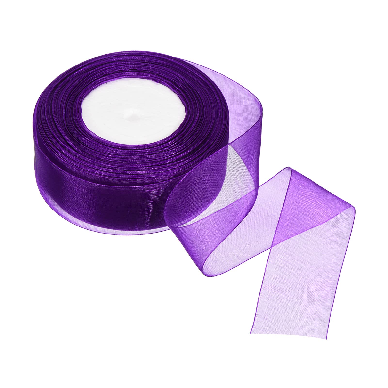 PATIKIL Sheer Organza Ribbon 1-37/64 Inch 50 Yard, 1 Roll Chiffon Decoration Fabric for Gift Wrapping Crafts Wedding Bouquet, Purple
