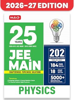 MTG 25 Years (2026-2002) JEE MAIN PYQ Book | 202 Chapter-wise & Topic-wise Previous Years Solved Papers Physics For 2027 E... Price In India