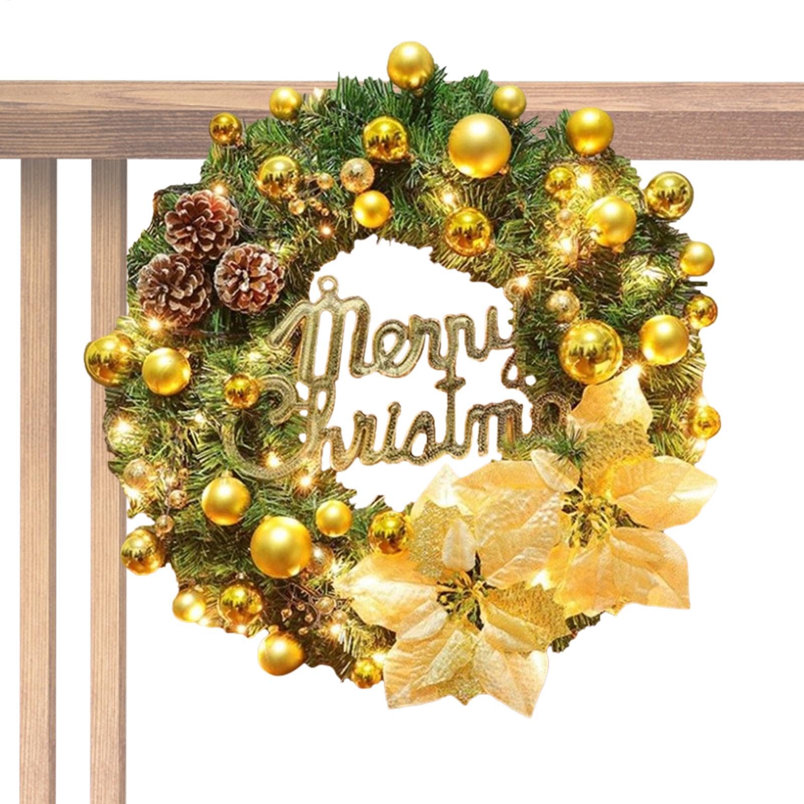 LED Weihnachtskranz Vorbeleuchtete 40 cm Weihnachtskugeln