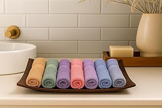 Caslino - Small Cotton Face Towels, Set of 6, Soft and Absorbent, 25 x 25 cm, 400 GSM, Towel Set for Women & Men (Multicolor, Pack of 6)