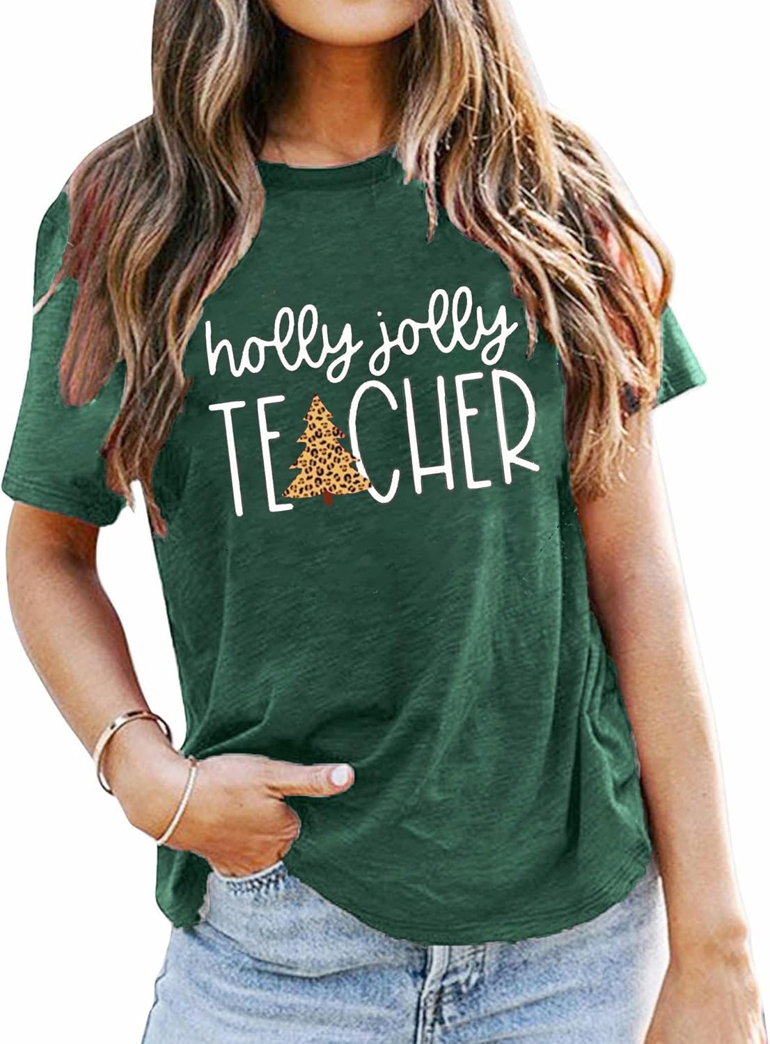 DOLITAEN Christmas Shirts Womens Plaid Holly Jolly Letter