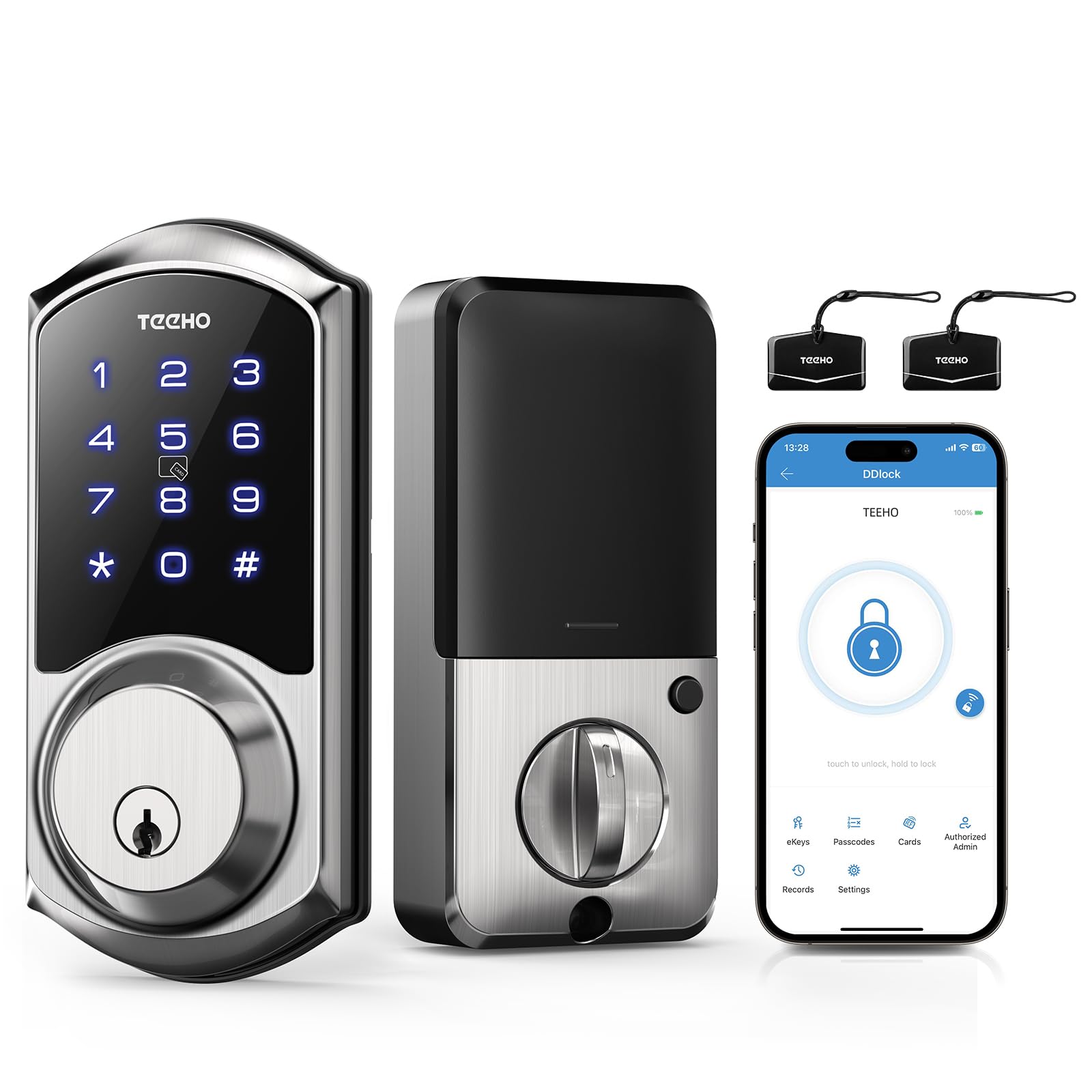 Photo 1 of TEEHO TE006 Smart Lock - Keyless Entry Door Lock with Keypads - Electronic Deadbolt - Easy Installation - IP54 Waterproof - Auto Lock - Satin Nickel Smart Lock Satin Nickel