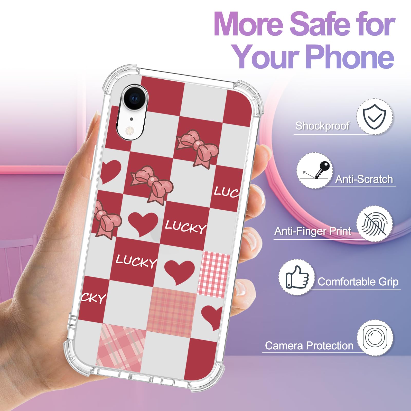 Cover per iPhone XR, Custodia TPU in Trasparente Silicone Flessibile Morbida e Sottile, Antiurto Anti-graffio Protezione Cover per iPhone XR (6.1 inch), Modello-37