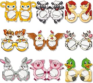 18 Pcs Farm Animal Glasses Barnyard Party Favors Eyeglasses Frame Creative Funny Eyewear Costume Birthday Party Supplies