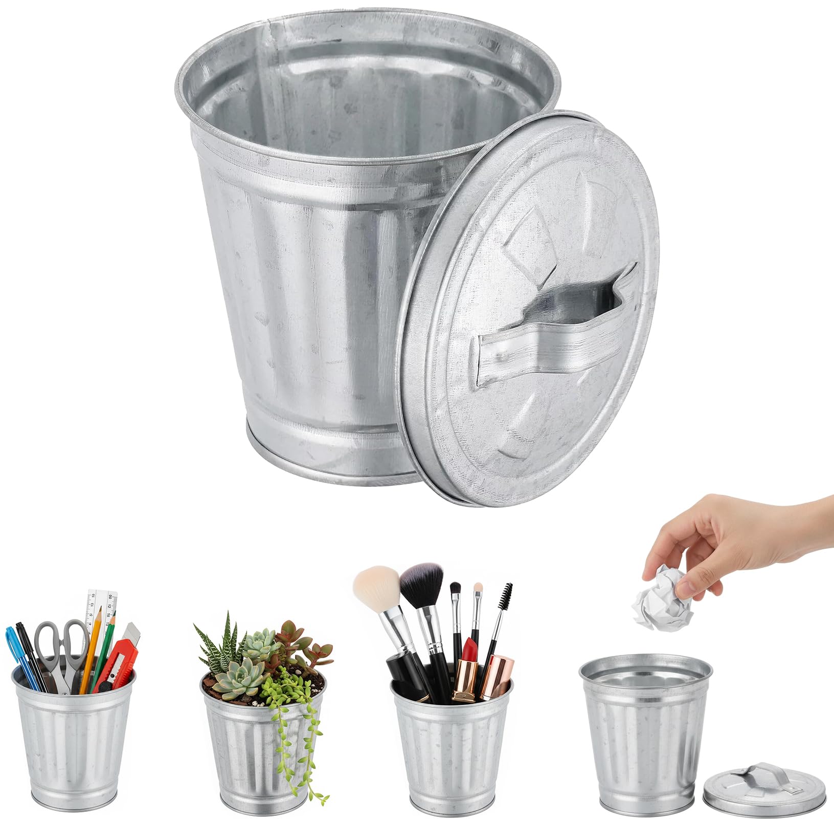 MIПK ☽ ΣGBΛ Amazon.com: Tangseajiao Mini Galvanized Trash Can with Lid, Mini