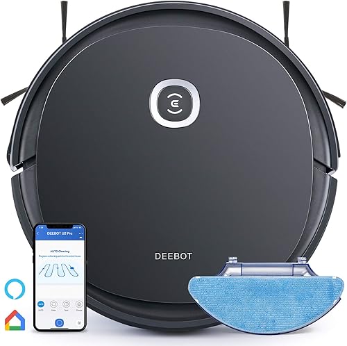 ECOVACS DEEBOT OZMO U2 Pro Robot Aspirador 2 en 1 Aspiradora y Trapeador, Kit de Cuidado Extra para Mascotas Cubo de basura grande de 27.1 fl oz