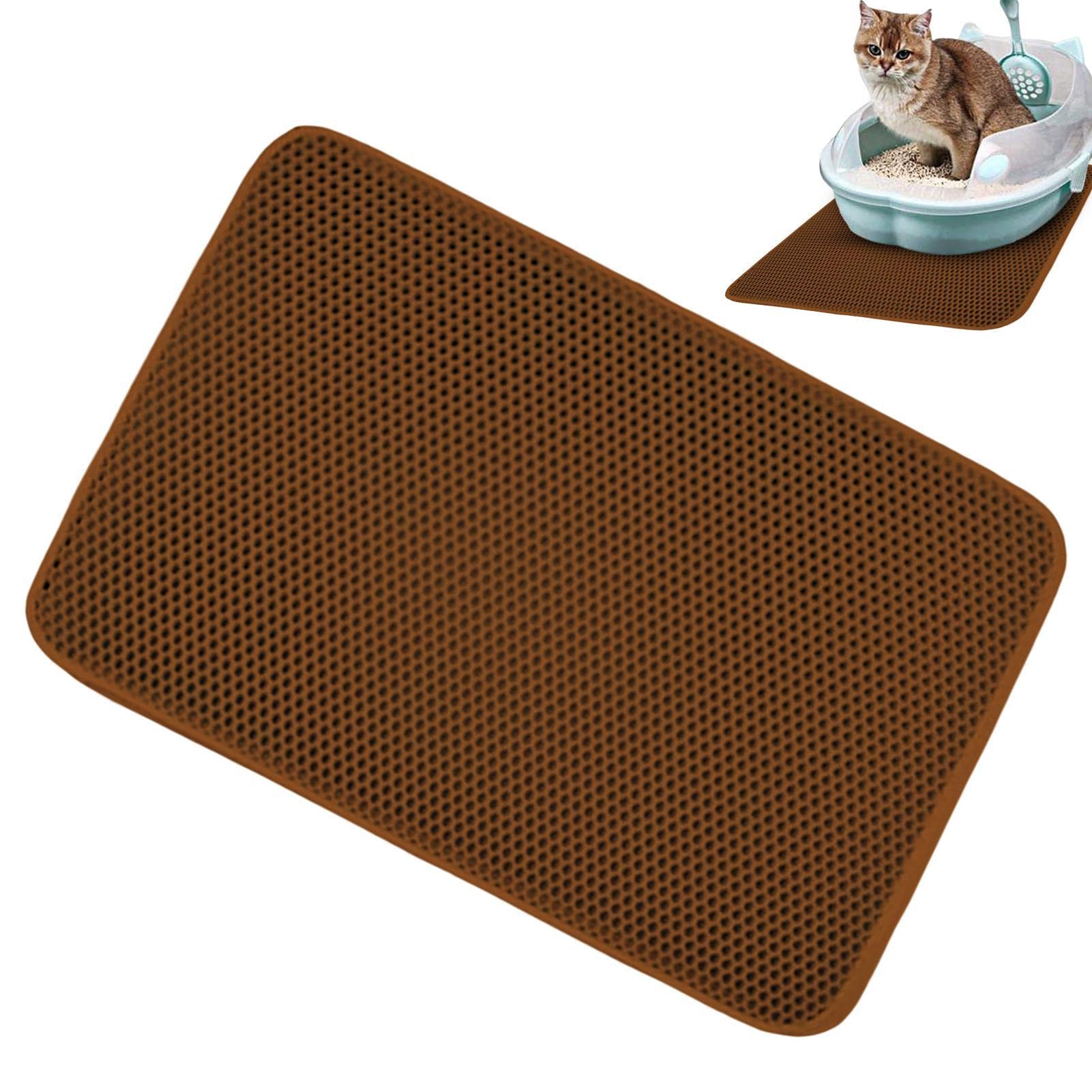 Cat Litter Pads For Floor | Cat Litter Mat Trapping For Litter Box | Waretary Cat Litter Mat, Pretty Honeycomb Scatter Control Double Layer Mat, Urine & Waterproof, Washable, Easy Clean