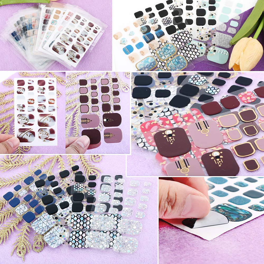 16 Fogli Adesivi Unghie per Piedi Copertura Completa Nail Stickers Full Cover Autoadesivi Unghie Piedi Decalcomanie per Decorazioni Unghie Nail Art Fai da Te