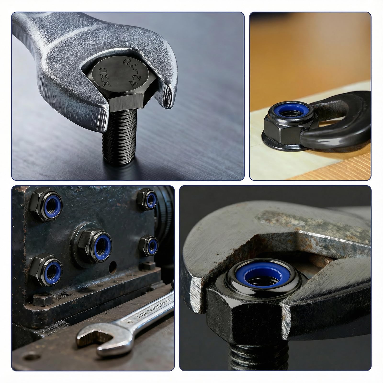 M6x16mm Bulloni 15 Pezzi Viti M6 Nere Viti Acciaio Inossidabile 304 DIN 933 Esagono Esterno con Dadi Autobloccanti per Macchine Condotti di Ventilazione Mobili