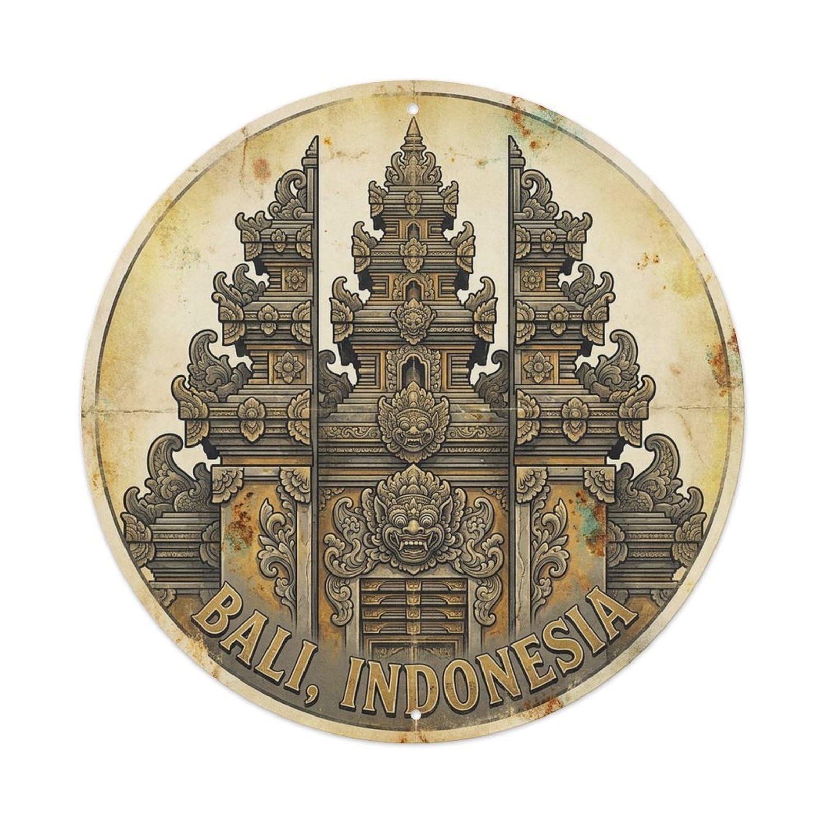 Temple Gate Detail Sacred Landmark Cultural Heritage Metal Tin Sign