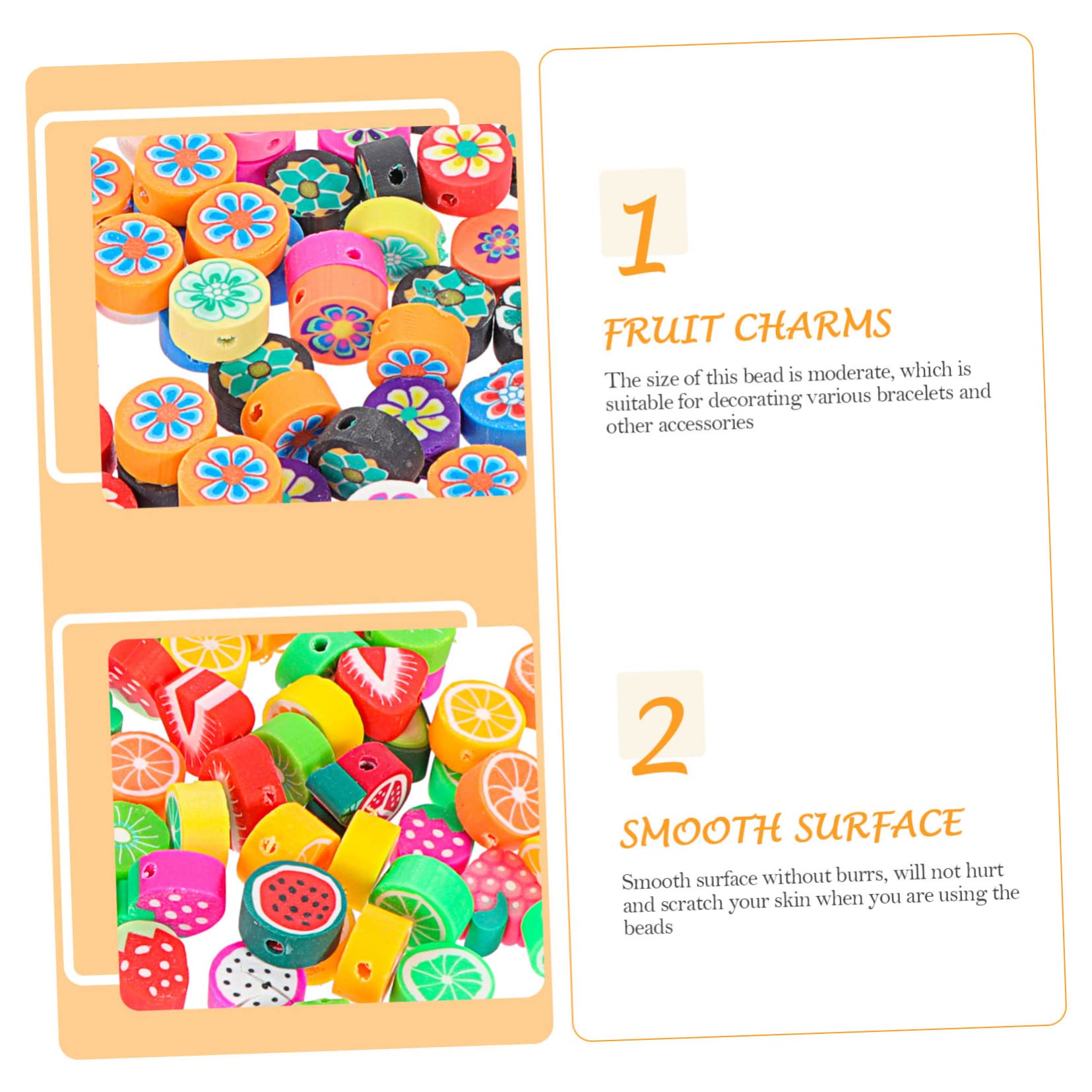STOBOK 400stücke Polymer Clay Spacer Beads Für Schmuck Bunte Blumen Und Fruchtperlen Für Armbänder Halsketten Und Kreative Bastelprojekte Für Erwachsene