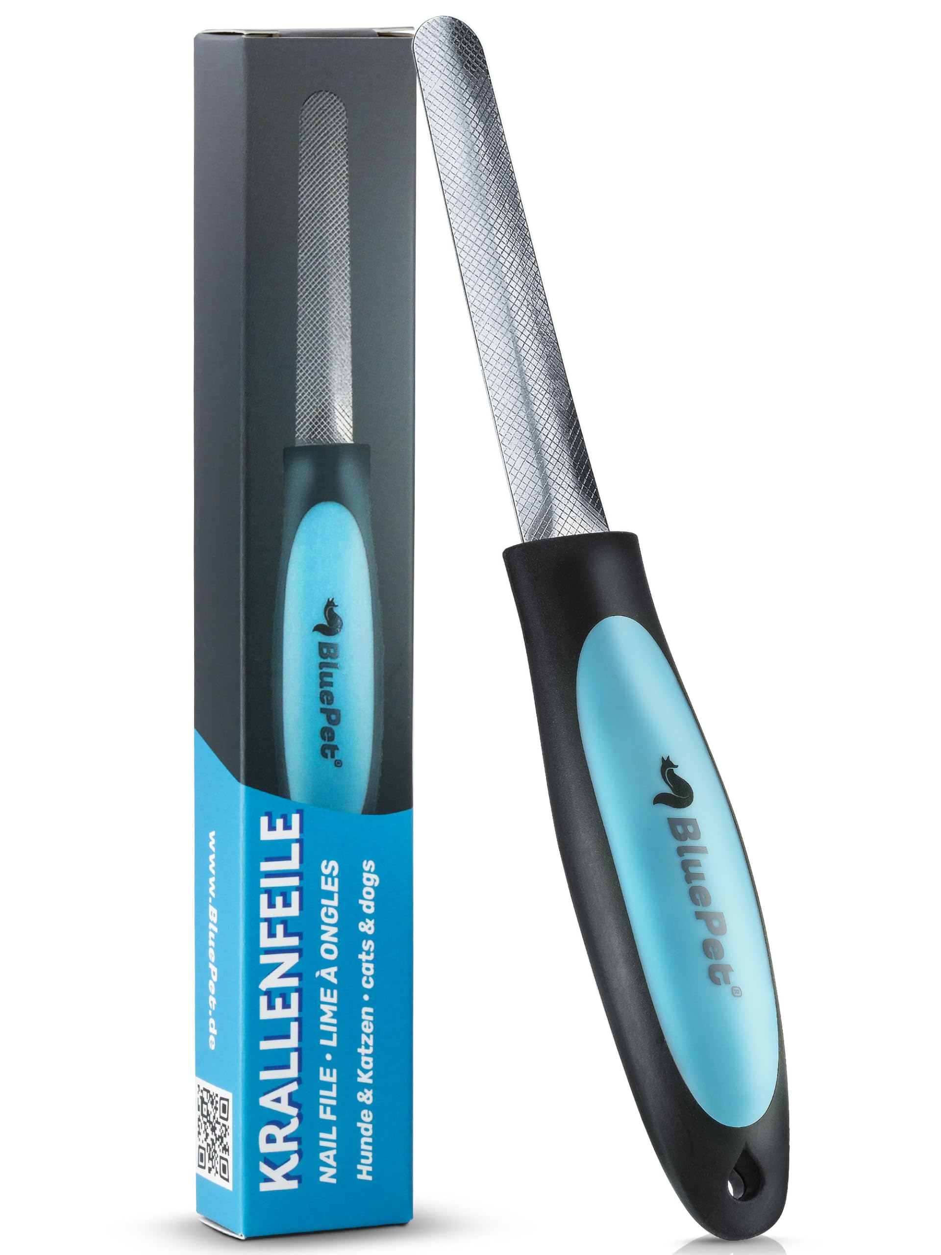 BluePet Profi Krallenfeile für Hunde & Katzen, Robuste Nagelfeile + ergonomischer Griff, Krallenpflege Hund Katze, Feile Hundekrallen, Ergänzung zu Krallenschere & Krallenschleifer