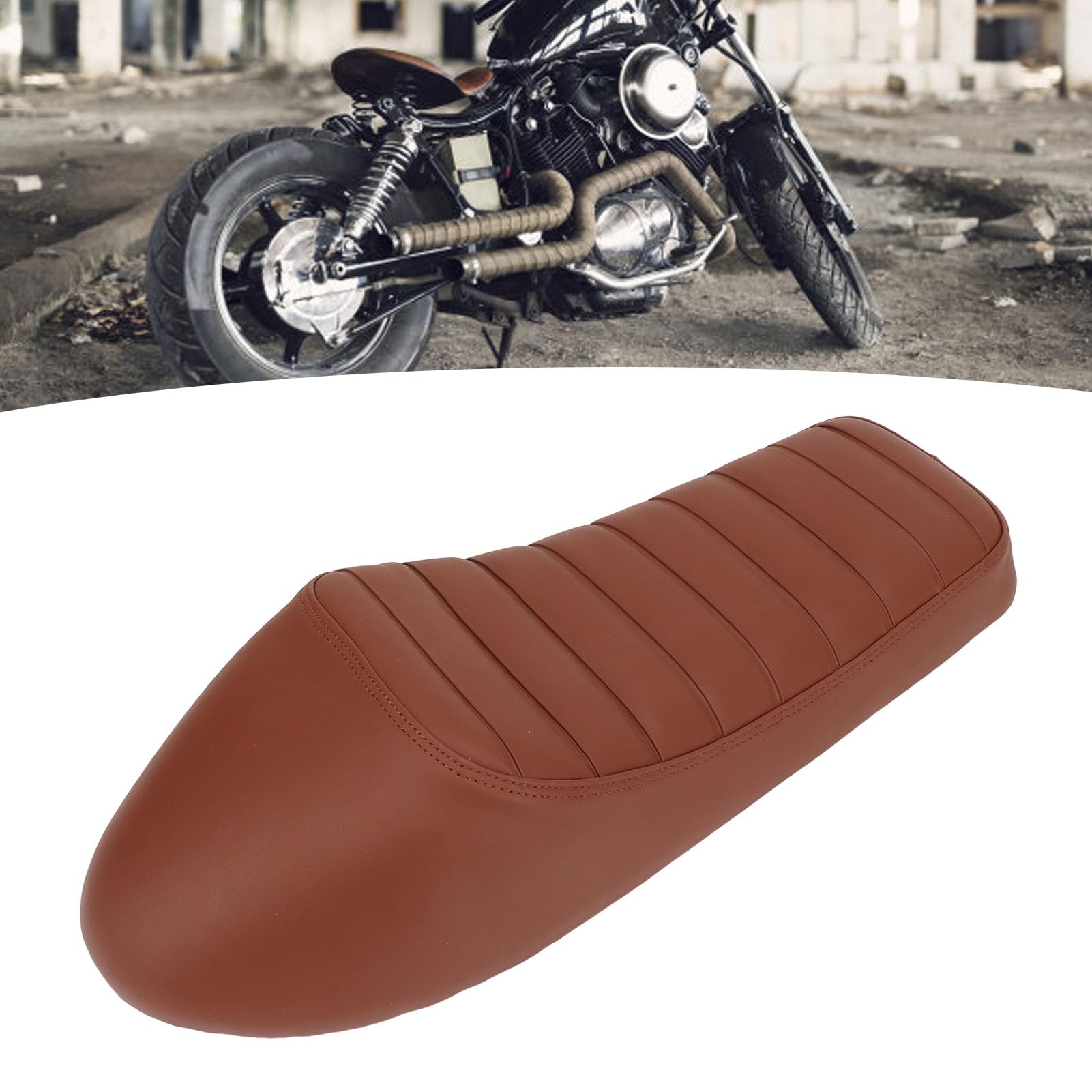 Wygodna Poduszka do Siedzenia Motocykla, Brązowy Wzór w Stylu Vintage, Wodoodporne Siodło Zastępcze do Samochodów Akumulatorowych, Motocykli i Skuterów śnieżnych