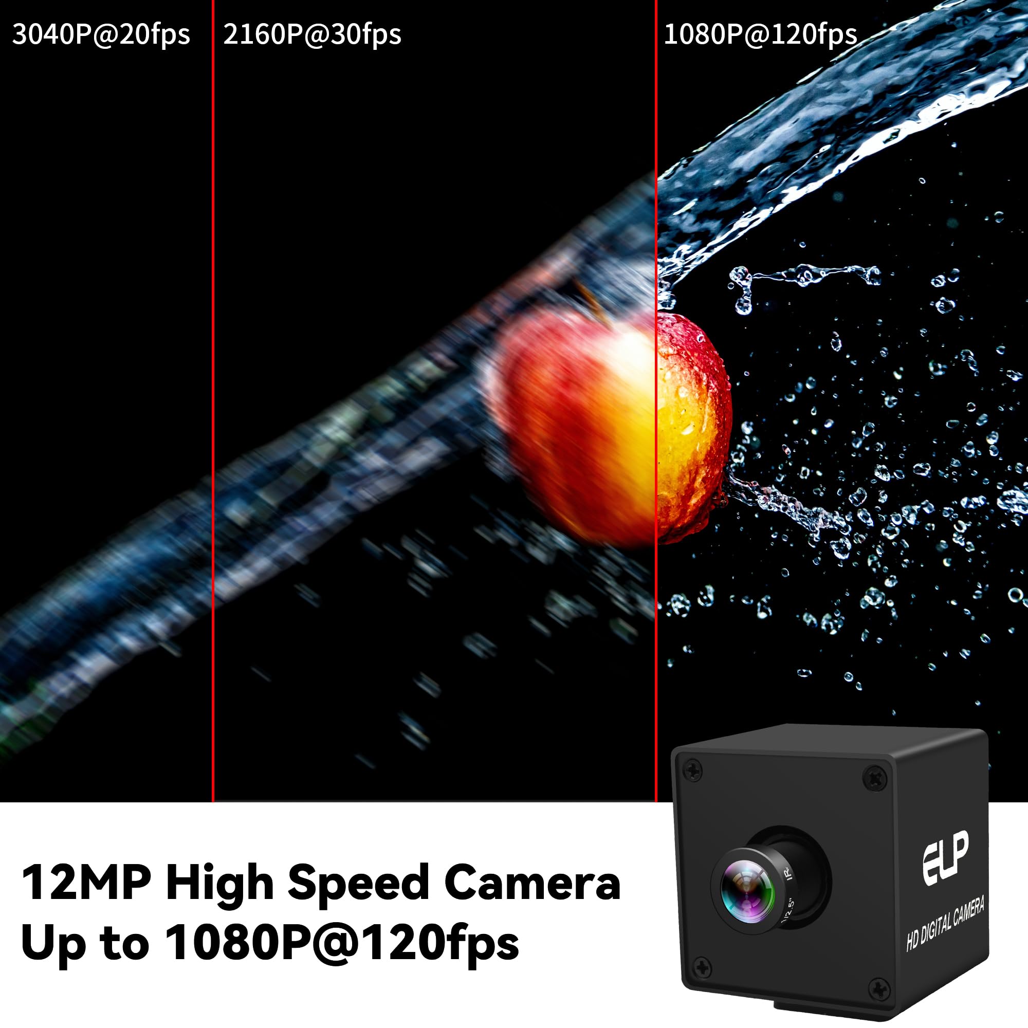 Amazon.co.jp: ELP 12MP USBカメラ 1080P@120fps 高速産業用