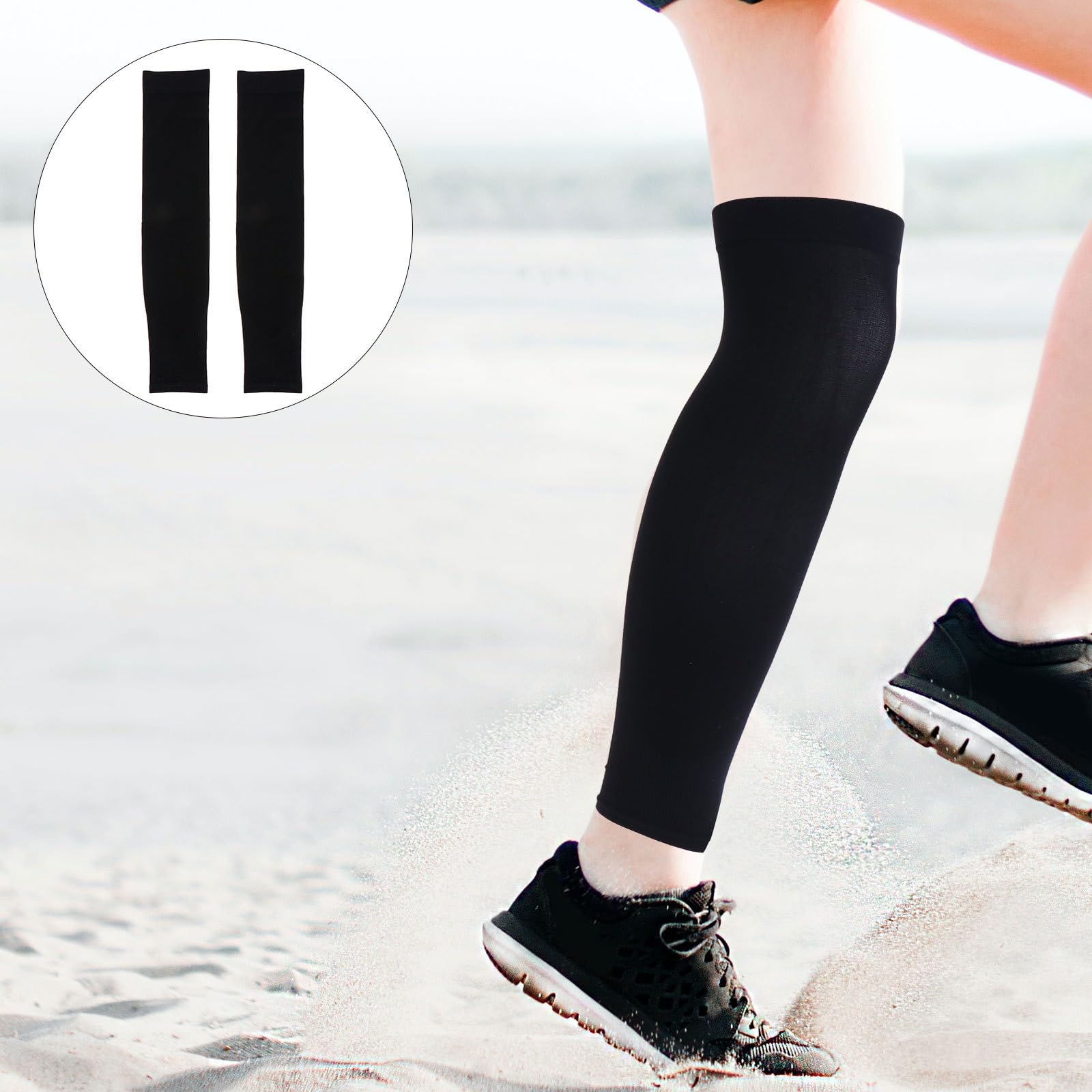 GANAZONO Lot de 2 Protège-Jambes Anti-Uv en Tissu Glace Manchons de Cyclisme Élastiques Noir