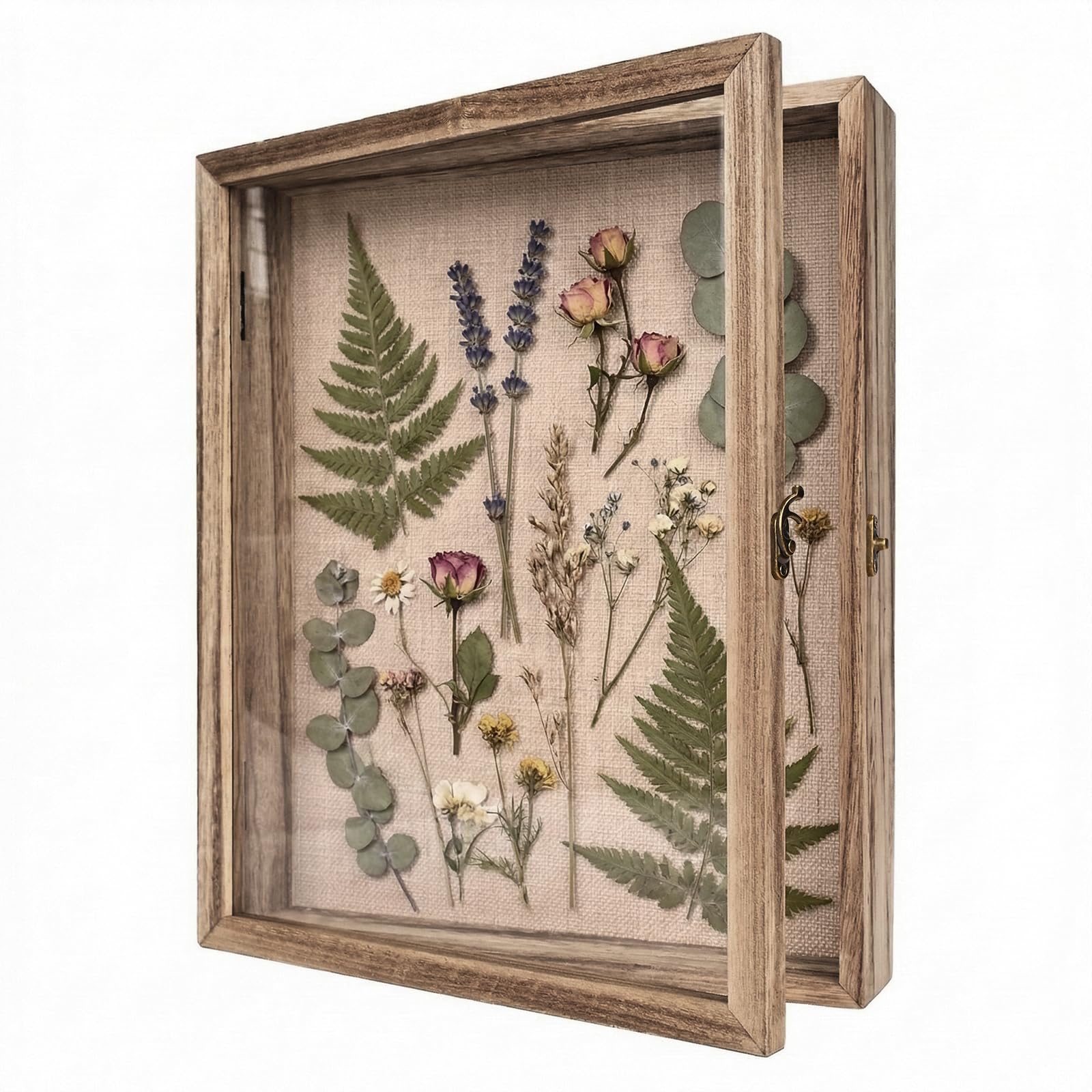 TILBLKUP 11×14 Shadow Box Frame, Linen Back, Glass Door, Hinge Display Case | shadow box display case features linen back, real glass hinged door, perfect for displaying medals, bouquets, and keepsakes.