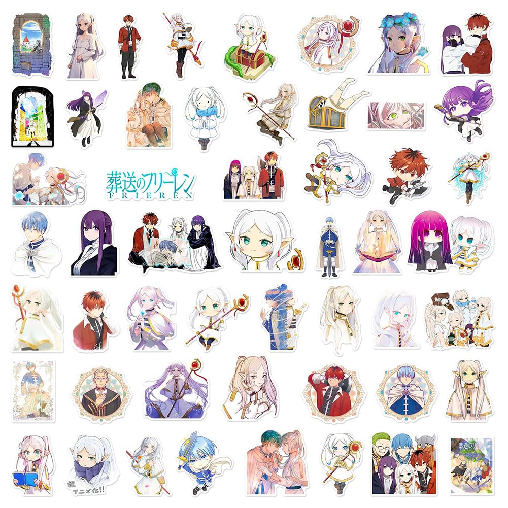Autocollants Frieren – Sousou No Frieren, PVC Imperméable, Lot De 50 Stickers Pour Laptop, Skateboard, Téléphone, Guitare, Vélo