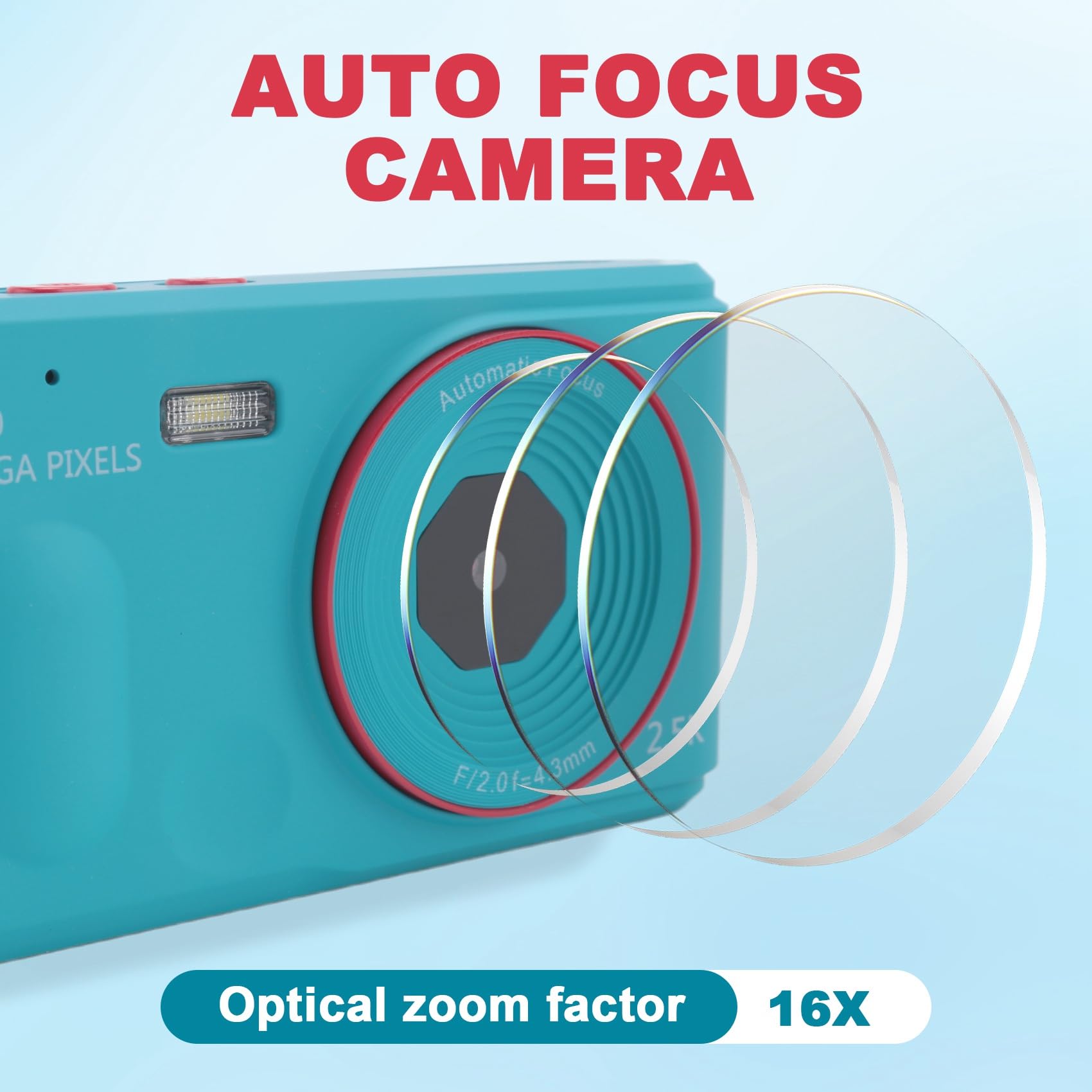 Yaregelun Digital Camera 16x Digtal Zoom Auto Focus 2.5K HD 72MP Digital Camcorder Camera for Home Outdoor Travel Blue