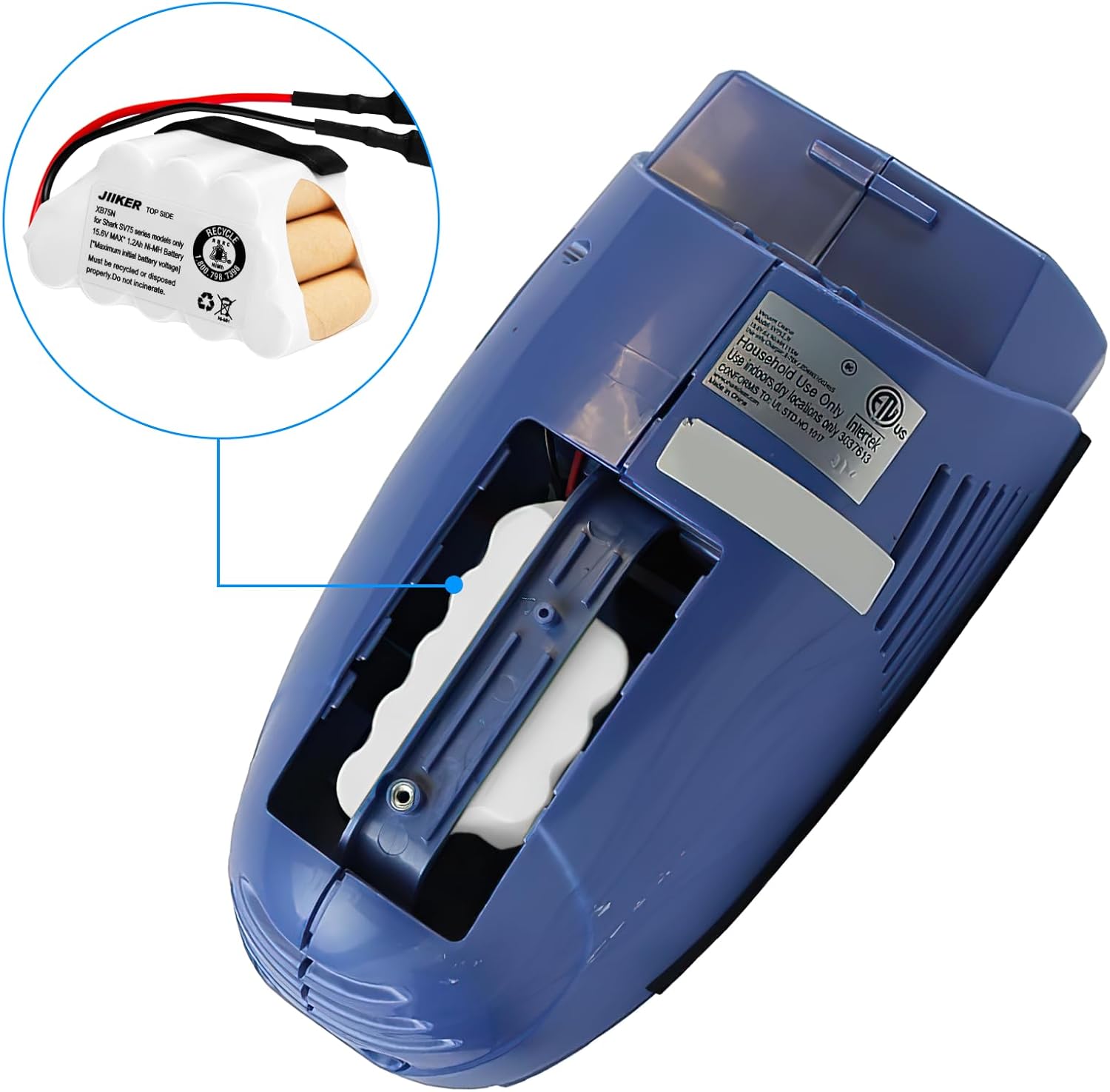 XB75N Battery Replacement for Shark SV75N SV75_N SV75Z_N SV75C_N Series Cordless Pet Perfect Handheld Vacuum, 15.6V Max 1.2Ah Ni-Mh Battery